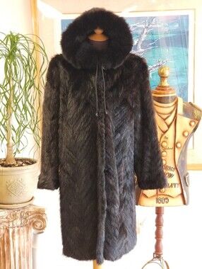 Mink Coat With Hood And Fox Trim
